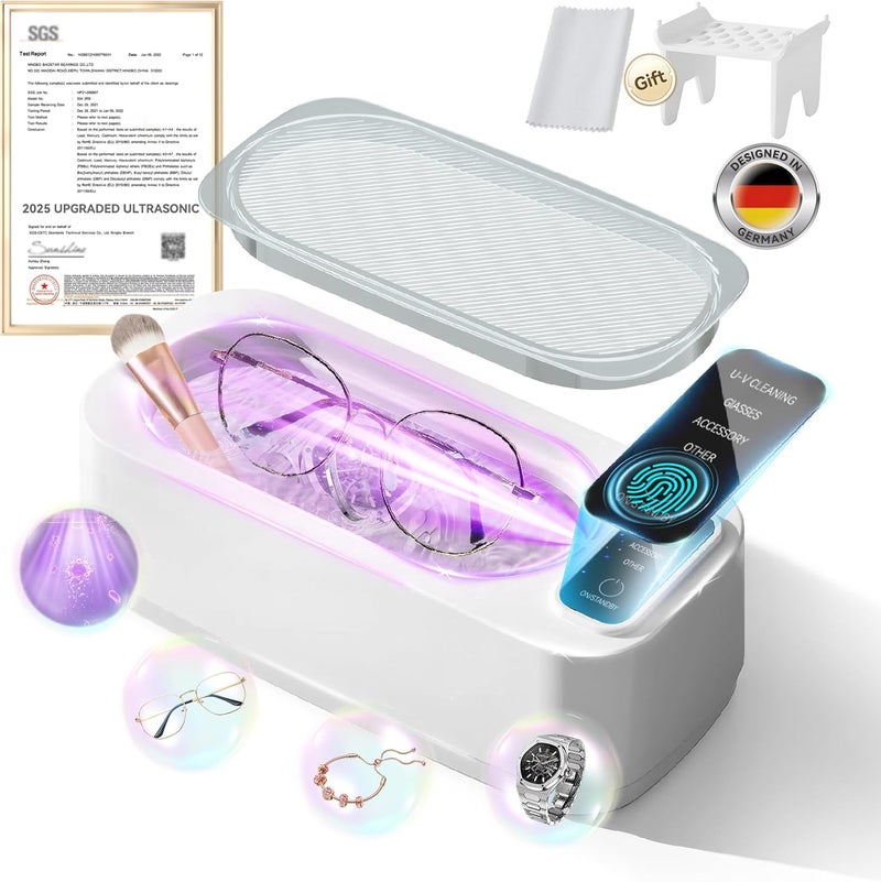 VCNFPRO 5.0 AI Upgraded Ultrasonic Jewelry Cleaner【Top1 200W German Motor】【SGS-Certified 55KHz Ultrasonic & Dual Tech】 4 Smart Modes for Jewelry, Eyeglasses, Rings, Watch Straps, Razors - Image 1